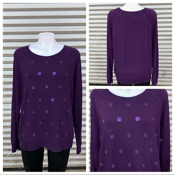 🛍️Kersh sweatshirt embellished w/sequined circles - Picture 1 of 7